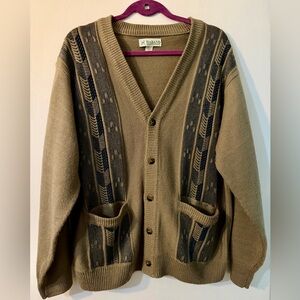Haband Vintage Men's Cardigan in Tan and Black Sz M